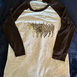 Ariat Brown and Cream Long Sleeve Raglan